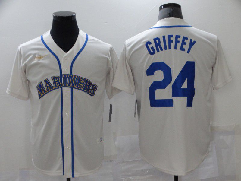 Men Seattle Mariners #24 Griffey White Throwback Game 2021 MLB Jersey->nfl hats->Sports Caps